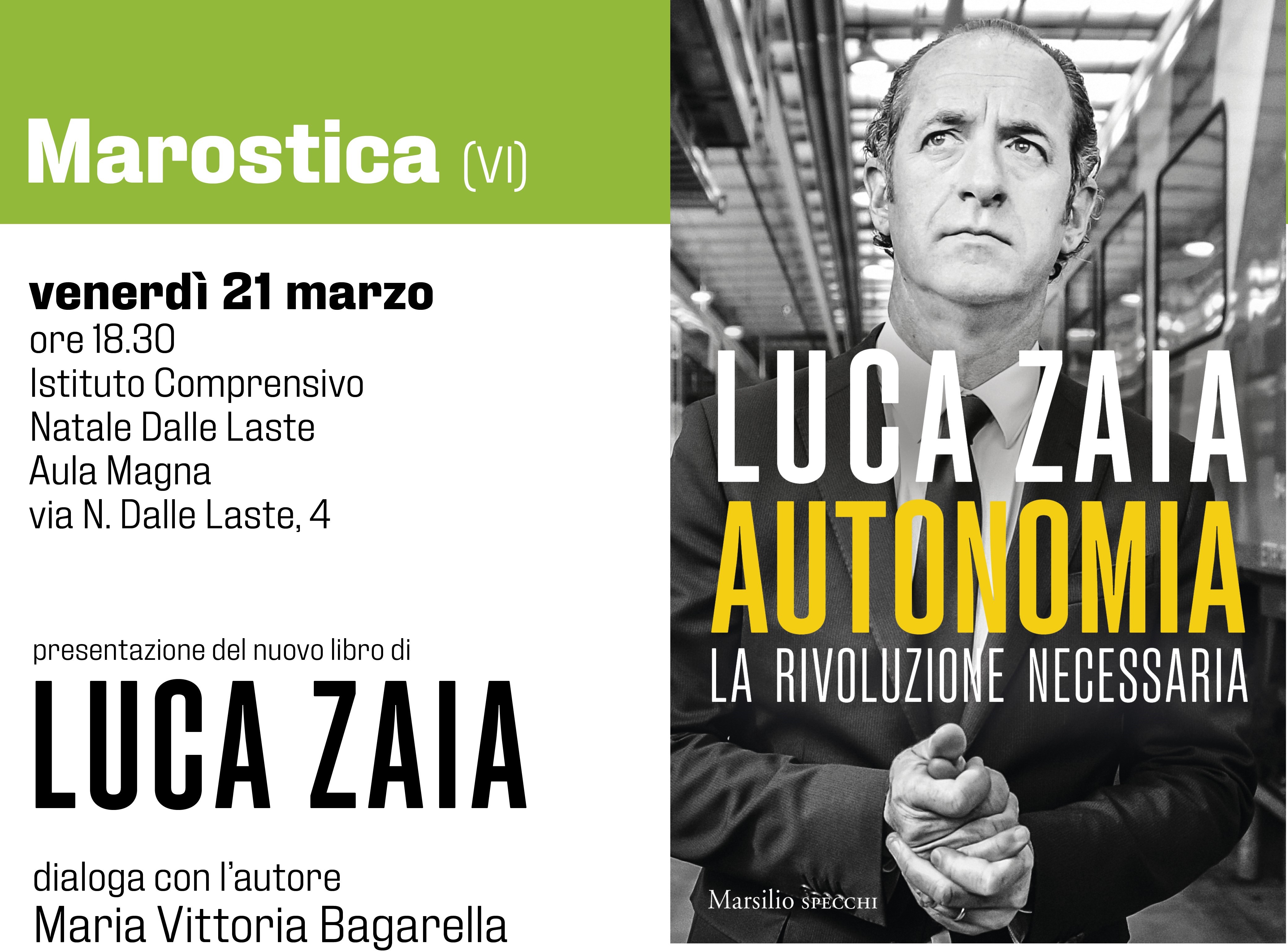 Luca Zaia presenta il suo nuovo “AUTONOMIA. LA RIVOLUZIONE NECESSARIA