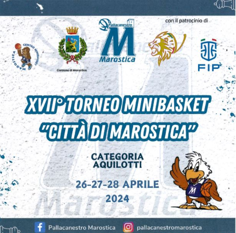 17° Torneo Minibasket Città Di Marostica – Domenica 28 Aprile 2024 – Finali Piazza Degli Scacchi Dalle Ore 09:15